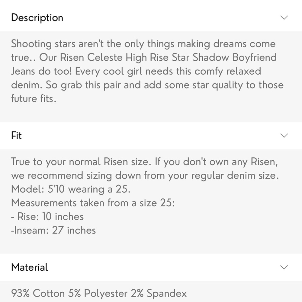 Risen Celeste High Rise Shadow Star Boyfriend Jeans EUC 11/30 - Picture 2 of 13